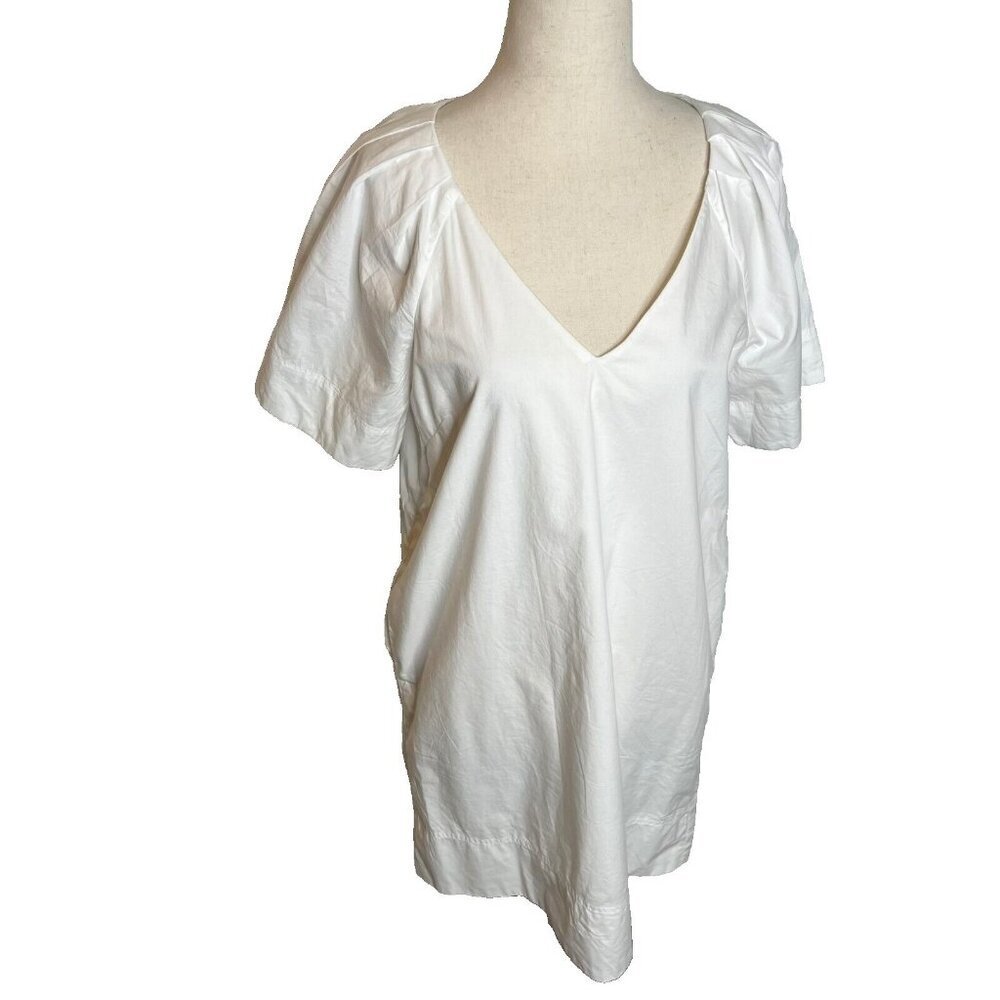 Madewell $110 V-Neck Mini Shirtdress in White Size XS NP093 - Picture 2 of 8